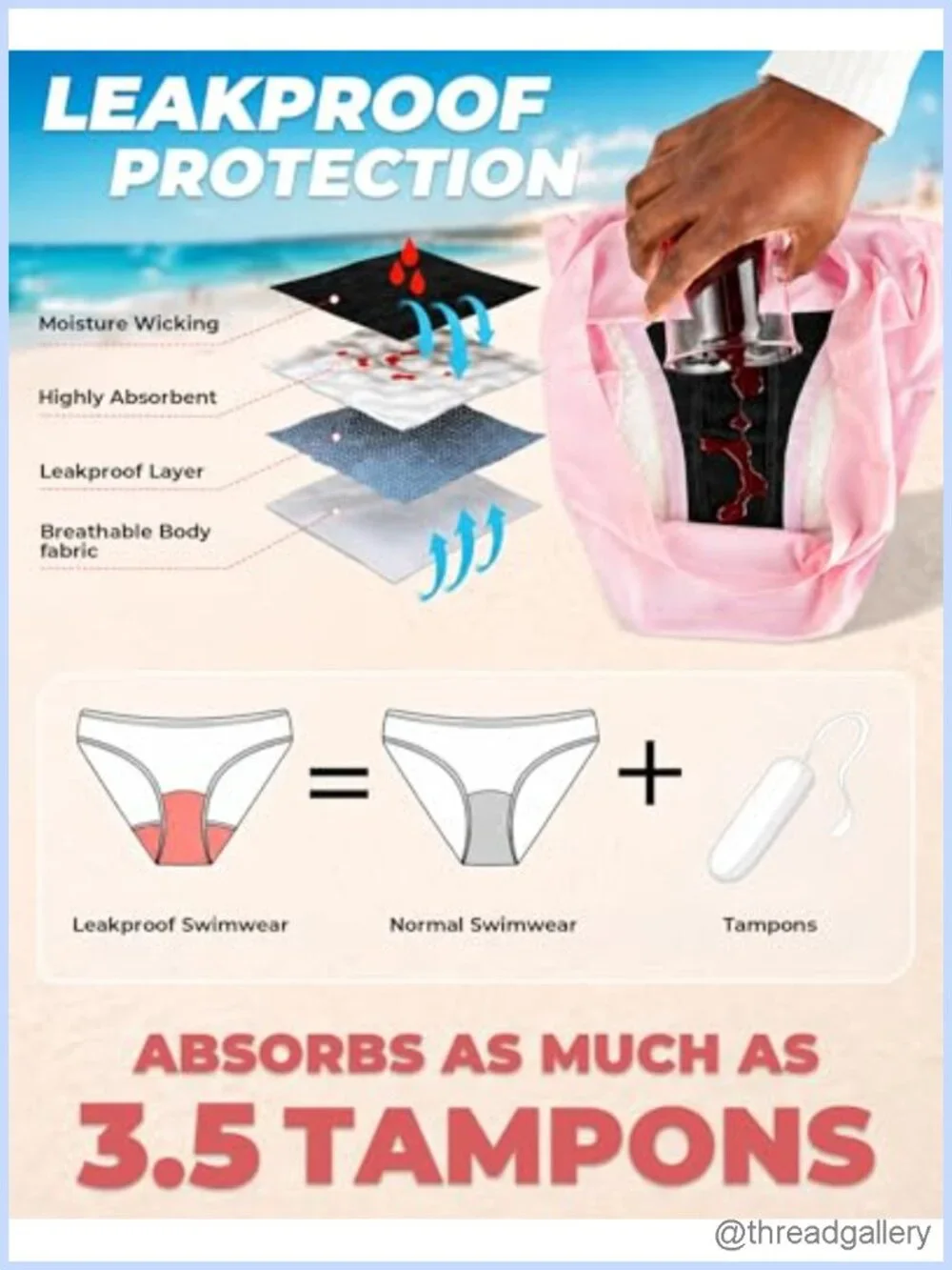 Racerback One-Piece Period Swimwear Leakproof Chlorine Resistant Black